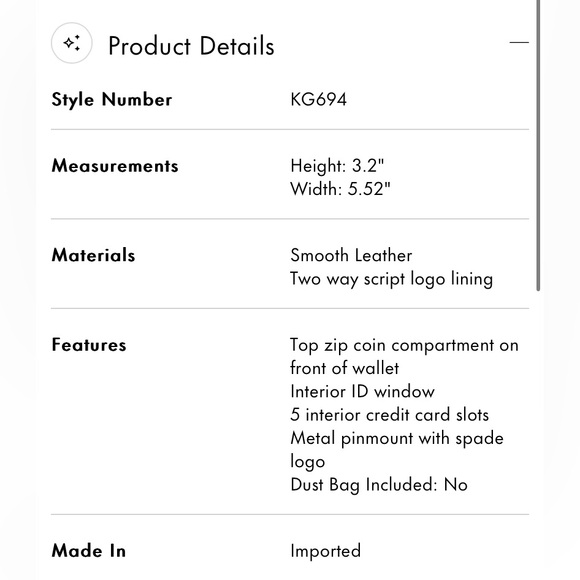 ‼️SOLD‼️♠️ kate spade ♠️ small bifold wallet - Picture 6 of 6